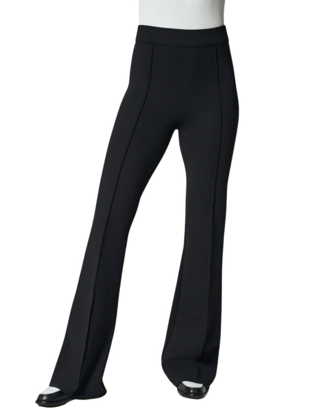 Spanx Perfect Pant Hi-Rise Flare Solid Black Flared Ponte Pants Medium Petite